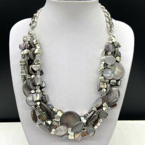 Kenneth Cole Silver and Gray Statement Necklace
